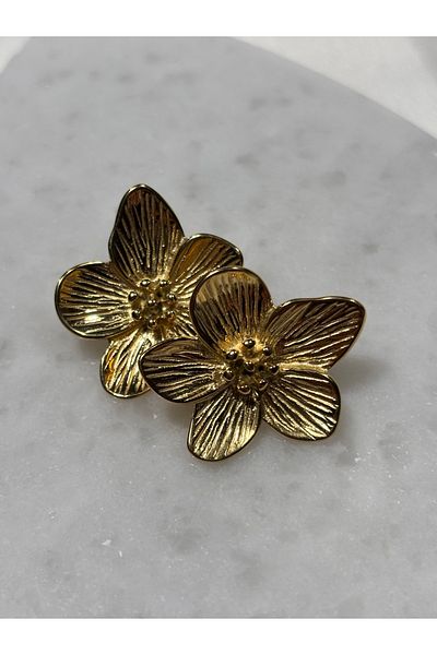 Uzak Işıklar Flower Steel Earrings