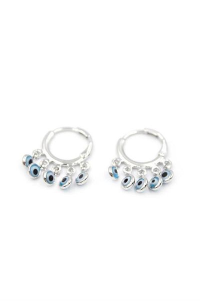 MENESSA Evil Eye Beaded Earrings - Silver