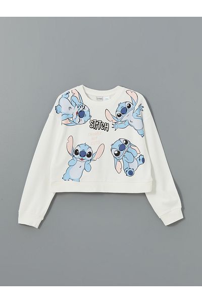 LC Waikiki Момичешки суитшърт с кръгло деколте Lilo and Stitch