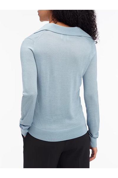 Calvin Klein Women's V Neck Slim Fit Long Sleeve Blue Pullover K20K 208029 -Caz