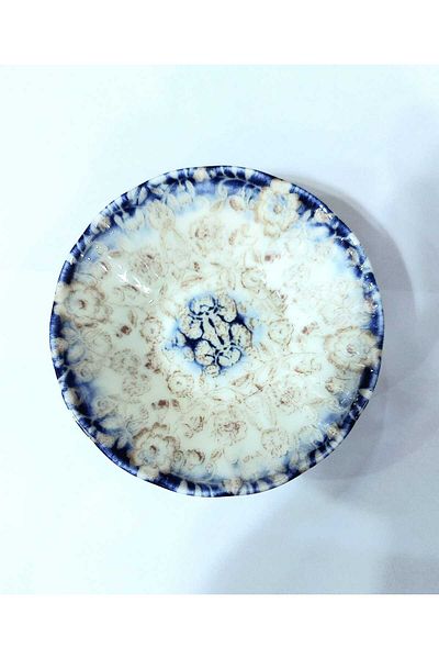 Kütahya Porselen 10cm Pieces Blue Blanc Reactive Nano Tea Plate