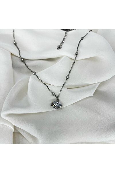 FM Bijuteri Women's Steel Necklace with Diamond Eye Lashes