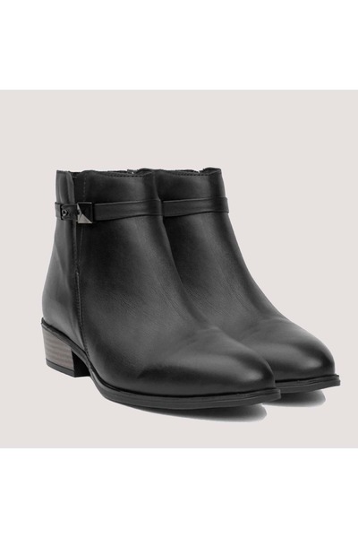 Mammamia Women's leather zippered casual boots 4560-lx - black - 37