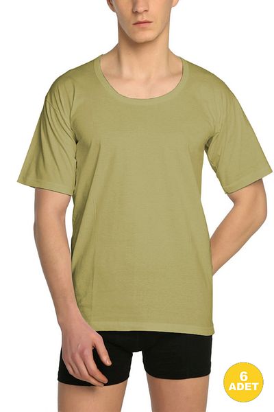 CENNETOĞLU Men's Wide Collar Combed Cotton Undershirt 6 Pack