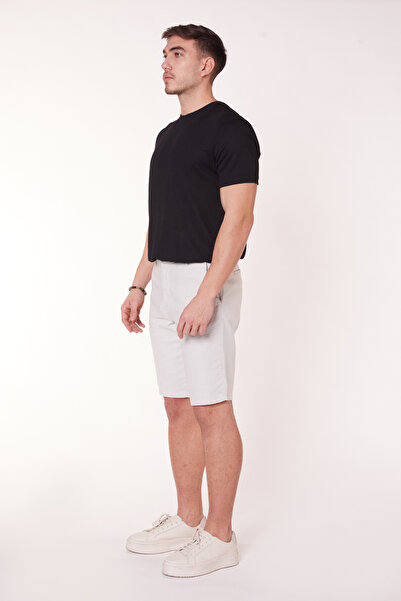 BRACCAS Gray Men's Cotton Shorts - Half Elastic, Linen Look