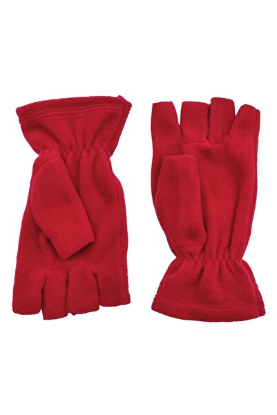 AXE SPORTSWEAR Unisex Kışlık Kırmızı Parmaksız Kesik Yarım Parmak Kışlık Termal Polar Eldiven Glove