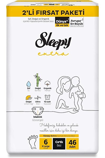 Sleepy Extra Günlük Aktivite 6 Numara Xlarge 46'lı Bebek Bezi