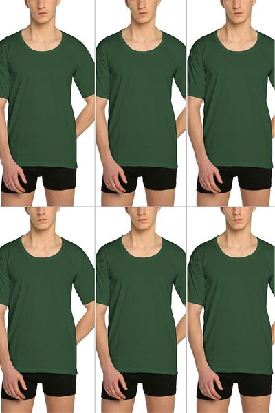 CENNETOĞLU Men's Wide Collar Combed Cotton Undershirt 6 Pack