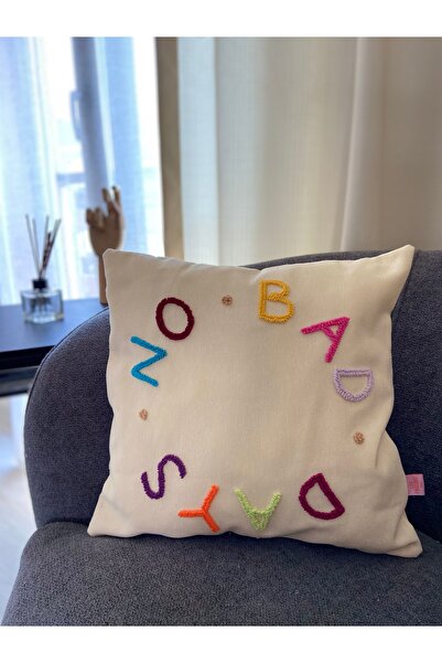 Les Passent Изпрана ленна калъфка за възглавница „Цветен пънч-уърк“ без лоши дни