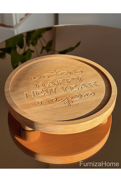 Furniza Home Wooden Leg Decorative Presentation Plate Stand Christmas Gift Presentation Serving Plate Presentation Riser