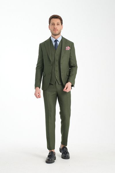 Frappoli Κοστούμι Slim Fit Χοντρό μονόχρωμο γιακά με διπλό σκίσιμο φόδρα