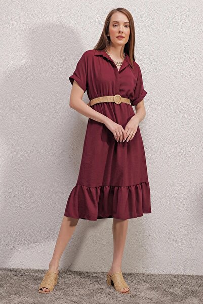 Bigdart 2292 Belted Dress - Claret Red