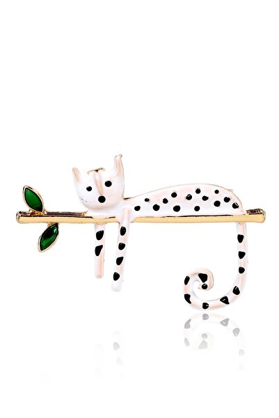 Pelin Aksesuar Beyaz Kedi Broş