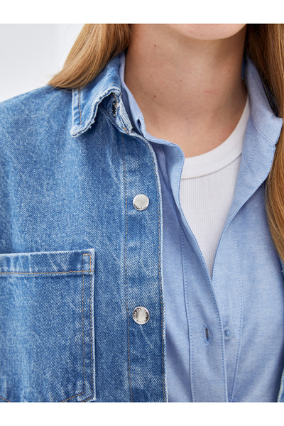 LC Waikiki Голямо дамско дънково яке с риза