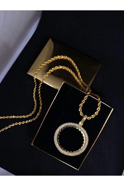 MİRLANTİS AKSESUAR TAM ALTINLIK ÇERÇEVELİ KOLYE  (ALTIN KAPLAMA)