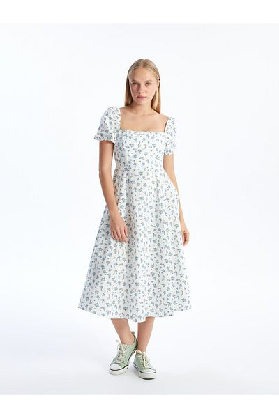 LC Waikiki Rochie de dama florala cu guler patrat