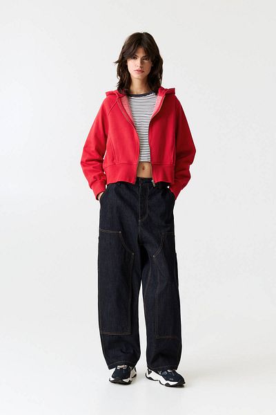 Pull & Bear Ribbed zip-up hoodie
