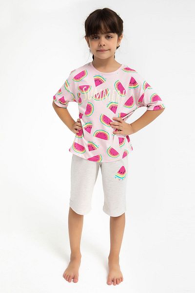 Rolypoly Watermelan Light Pink Girls' Capri Suit