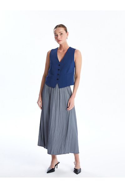 LC Waikiki Plain A-line Satin Women's Skirt with Elastic Waist