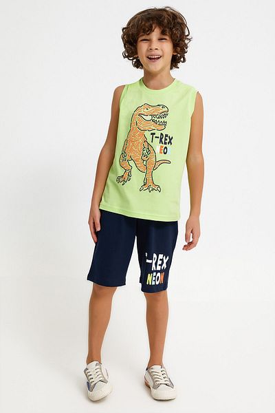 Rolypoly T-Rex Lime Boy Bermuda Suit