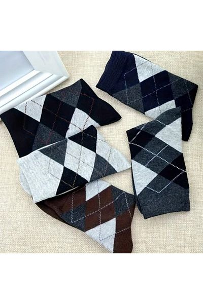 Asçelik Plaid Pattern Unisex Socks 5 Pcs