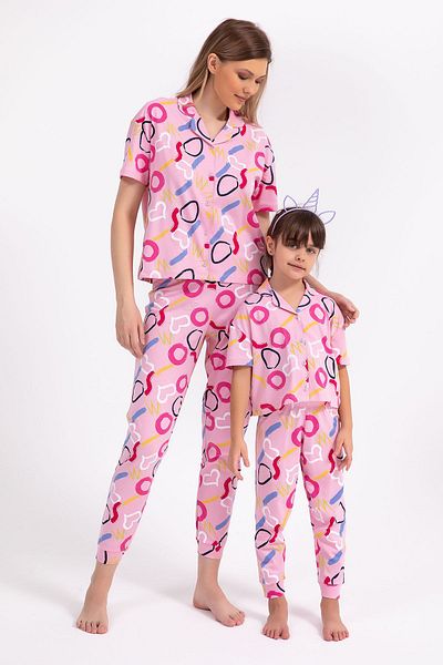 Rolypoly Rolyply Love Pink Girls' Shirt Pajama Set
