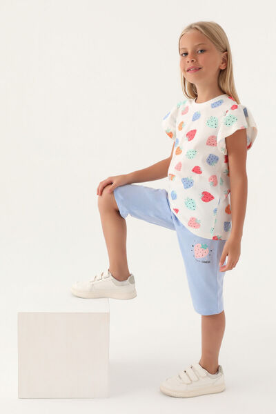 Rolypoly Капри комплект за момиче - кремаво синьо