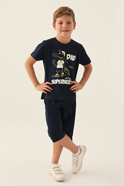 Rolypoly Boy's Navy Blue Capri Suit
