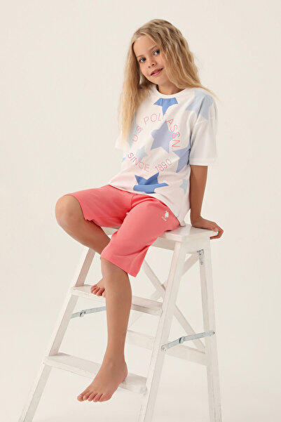 U.S. Polo Assn. Girl's Cream Capri Set