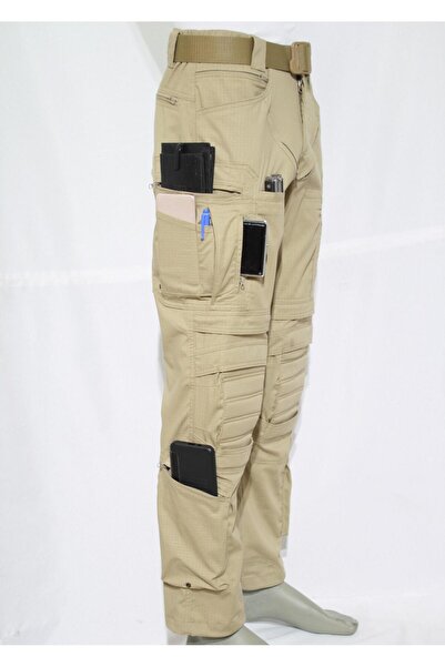 Mudeir Pantolon Algan Bej 34 Boy Taktik Outdoor Tactical 4 Mevsim Operasyon Çok Cepli Ripstop Koruma