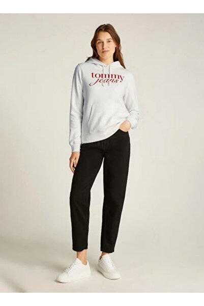 Tommy Hilfiger Kadın Logolu Örme Kapüşonlu Sweatshirt