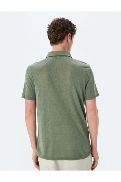 Koton Kurzärmliges, halbtransparentes T-Shirt mit Polokragen und normaler Passform