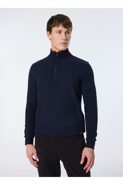 JEEP Lacivert Erkek Dik Yaka Relaxed Sweatshirt J4WM-SWT4281