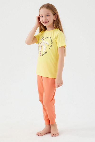 Rolypoly We Love Tropical Green Girl's Short Sleeve Pajama Set