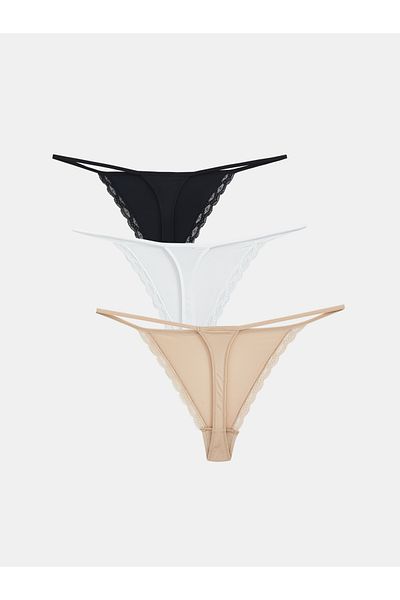 LC Waikiki Lace Detailed Thong Panties 3 Pack