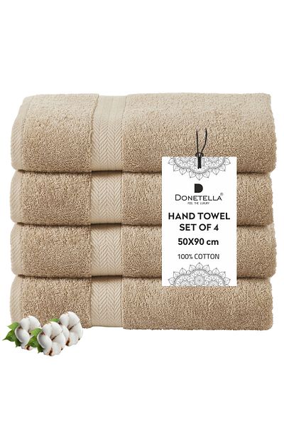 Donetella 4 - Pcs Premium Hand Towels (50x90cm ) 600 GSM 100% Combed Cotton