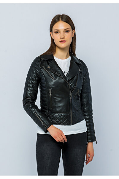 Basics&More Kadın Motorcu Deri Ceket