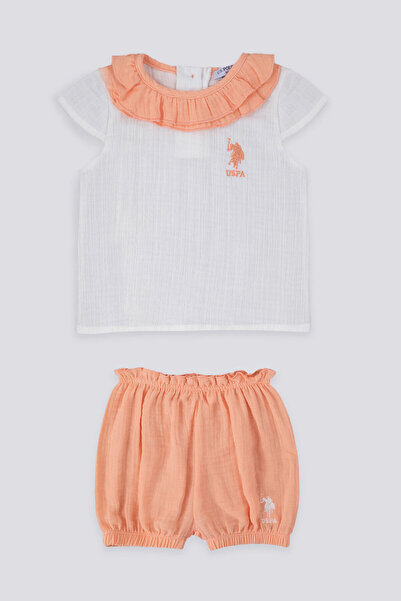U.S. Polo Assn. Light Texture Krem Somon Bebek Tshirt Takım