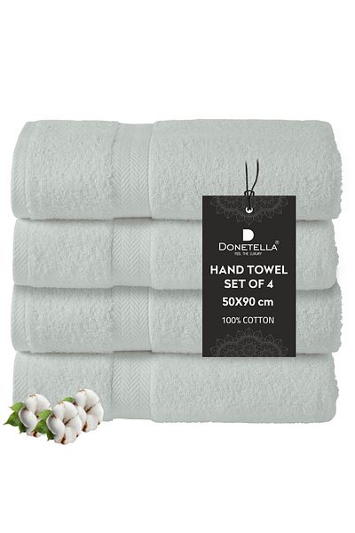 Donetella 4 - Pcs Premium Hand Towels (50x90cm ) 600 GSM 100% Combed Cotton