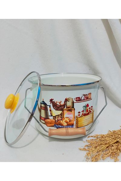 EBRULİEMAYE 4.3 Liter 22 cm Diameter Milk Yogurt Bakliyat Flour - Breakfast Enameled Copper