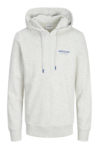 Jack & Jones Мъжки сив суитшърт с качулка - Jjalvis, закопчаване с цип 12256847