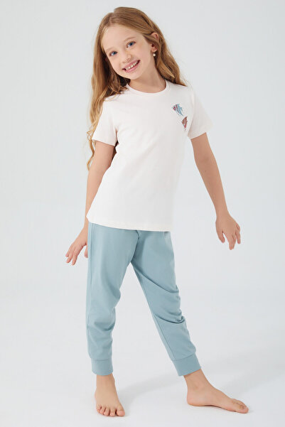 Arnetta Set de pijamale crem cu maneca scurta pentru fete