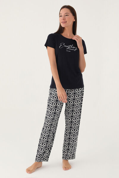Pierre Cardin Kadın Siyah Kısa Kol Pijama Takım