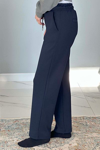 REMSA Γυναικείο φούτερ Navy Blue - Φαρδύ πόδι, ελαστική μέση, παντελόνι Look 8015