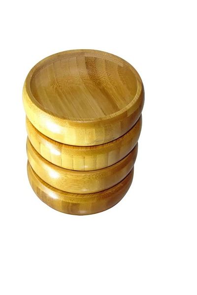 bimbambom Wooden Bamboo Round Snack Bowl Cookie Bowl Bamboo Breakfast Bamboo Bowl 3 Pcs
