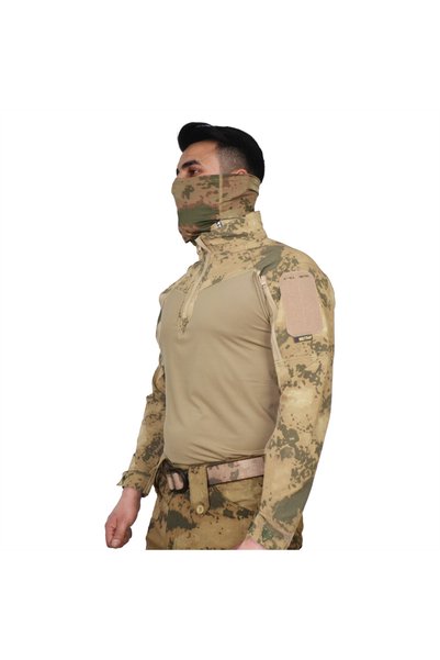 Wolftrap Tactical Tricou de luptă cu camuflaj de deșert, cu 2 buzunare, pentru operațiuni
