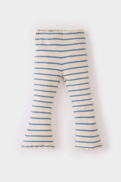 DeFacto D7256 2-Piece Set for Baby Girl - Crew Neck, Stripe Ribbed, Long Sleeve, Spanish Leg Waist