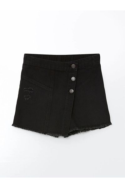 LC Waikiki Fustă cu pantaloni scurți de jeans pentru fete LCW Kids cu talie elastică