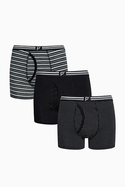 Penti 3-teilige mehrfarbige Boxershorts im schwarzen Design