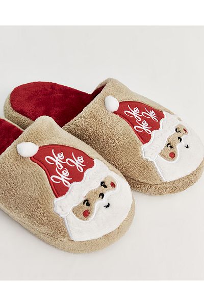 Chirpy Noe- Santa Claus Cream Women's House Slippers